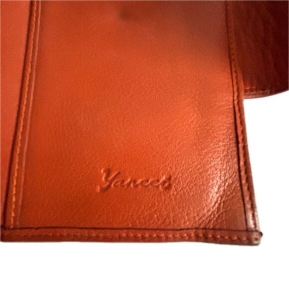Yancci Womens Small Flap Wallet Orange Leather Bifold Wallet EUC - Picture 3 of 13